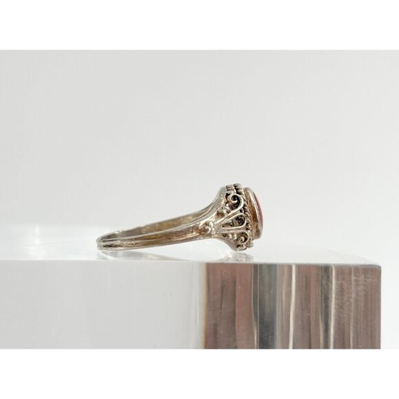 Natural Coral Cabochon Sterling Silver SW Style 925 Ring - multiple sizes - Picture 3 of 10